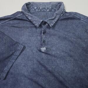John Varvatos Star USA Garment Washed Navy Polo Designer Luxury Preppy Large